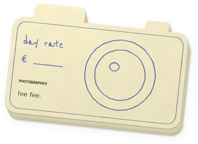Camera note: photographer, day rate
